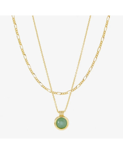 Retro Simple Style Round Stainless Steel Plating Inlay Natural Stone 18K Gold Plated Pendant Necklace