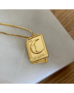 Retro Moon Stainless Steel Plating 18K Gold Plated Pendant Necklace