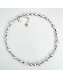 Retro Sweet Pearl Stainless Steel Beaded Plating 18K Gold Plated Necklace