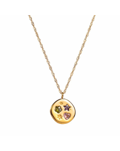 IG Style Sweet Devil's Eye Star Heart Shape Stainless Steel Three-Dimensional Chain Shell Zircon 18K Gold Plated Pendant Necklace