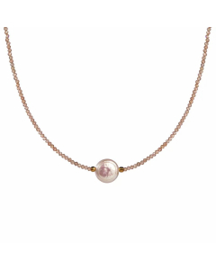 IG Style Vacation Round Devil's Eye Stainless Steel Freshwater Pearl Zircon Beaded 18K Gold Plated Necklace