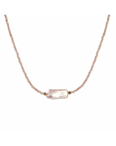 IG Style Vacation Round Devil's Eye Stainless Steel Freshwater Pearl Zircon Beaded 18K Gold Plated Necklace