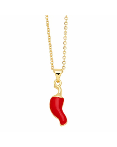 Novelty Pepper Stainless Steel Copper Enamel Plating 18K Gold Plated Pendant Necklace