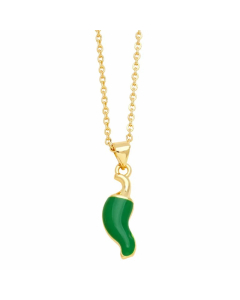 Novelty Pepper Stainless Steel Copper Enamel Plating 18K Gold Plated Pendant Necklace