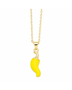 Novelty Pepper Stainless Steel Copper Enamel Plating 18K Gold Plated Pendant Necklace