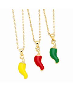 Novelty Pepper Stainless Steel Copper Enamel Plating 18K Gold Plated Pendant Necklace_colorza_5