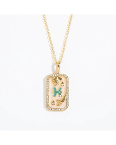 Casual Retro Punk Constellation Stainless Steel Plating Inlay Zircon 18K Gold Plated Pendant Necklace