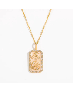 Casual Retro Punk Constellation Stainless Steel Plating Inlay Zircon 18K Gold Plated Pendant Necklace