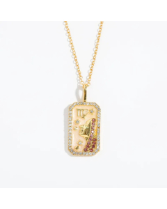 Casual Retro Punk Constellation Stainless Steel Plating Inlay Zircon 18K Gold Plated Pendant Necklace