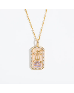 Casual Retro Punk Constellation Stainless Steel Plating Inlay Zircon 18K Gold Plated Pendant Necklace
