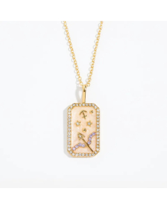 Casual Retro Punk Constellation Stainless Steel Plating Inlay Zircon 18K Gold Plated Pendant Necklace