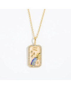Casual Retro Punk Constellation Stainless Steel Plating Inlay Zircon 18K Gold Plated Pendant Necklace