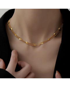 Casual Hip-Hop Retro Solid Color Stainless Steel Plating Three-Dimensional 14K Gold Plated Pendant Necklace