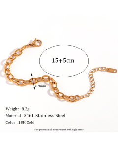 Colorza Basic Simple Style Classic Style Solid Color Stainless Steel Plating 18K Gold Plated Necklace-Gold Color-01