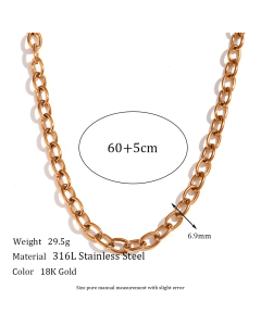 Colorza Basic Simple Style Classic Style Solid Color Stainless Steel Plating 18K Gold Plated Necklace-Gold Color-04