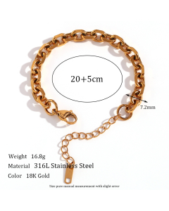 Colorza Simple Style Classic Style Solid Color Stainless Steel Plating 18K Gold Plated Necklace-Gold Color-02