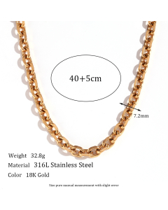 Colorza Simple Style Classic Style Solid Color Stainless Steel Plating 18K Gold Plated Necklace-Gold Color-03