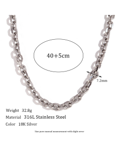 Colorza Simple Style Classic Style Solid Color Stainless Steel Plating 18K Gold Plated Necklace-Steel Color-03