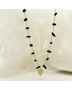 Casual Vacation Leaves Stainless Steel Gravel Polishing Plating Gold Plated Necklace