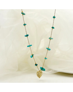 Casual Vacation Leaves Stainless Steel Gravel Polishing Plating Gold Plated Necklace