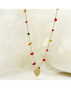 Casual Vacation Leaves Stainless Steel Gravel Polishing Plating Gold Plated Necklace