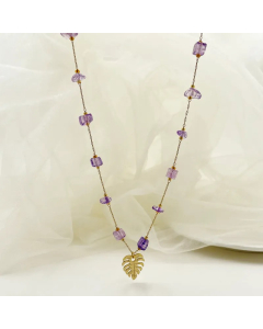Casual Vacation Leaves Stainless Steel Gravel Polishing Plating Gold Plated Necklace