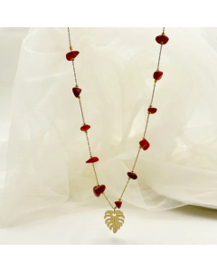 Casual Vacation Leaves Stainless Steel Gravel Polishing Plating Gold Plated Necklace