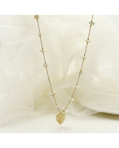 Casual Vacation Leaves Stainless Steel Gravel Polishing Plating Gold Plated Necklace