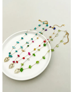 Casual Vacation Leaves Stainless Steel Gravel Polishing Plating Gold Plated Necklace_colorza_3