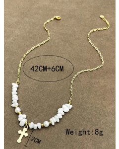 Commute Cross Stainless Steel Plating Gold Plated Pendant Necklace