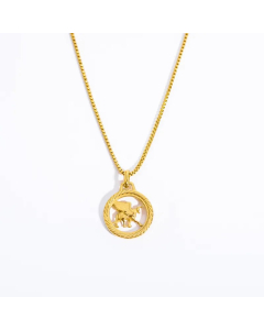 Casual Retro Simple Style Constellation Stainless Steel Plating Hollow Out Carving 18K Gold Plated Pendant Necklace