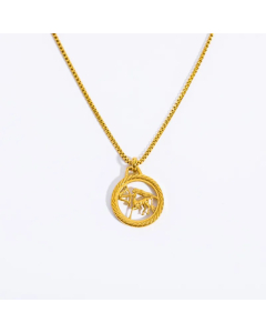 Casual Retro Simple Style Constellation Stainless Steel Plating Hollow Out Carving 18K Gold Plated Pendant Necklace