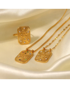 Casual Retro Commute Snake Stainless Steel Plating Inlay Zircon 18K Gold Plated Pendant Necklace