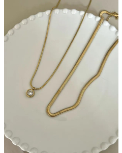 Vintage Style Vacation Solid Color Stainless Steel Layered Plating Inlay Zircon 18K Gold Plated Layered Necklaces