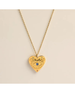Casual Retro Punk Round Eye Stainless Steel Plating Inlay Rhinestones 18K Gold Plated Pendant Necklace