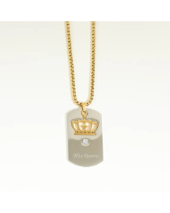 Retro Commute Crown Stainless Steel Plating Hollow Out 18K Gold Plated Pendant Necklace