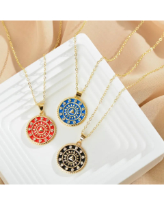 Simple Style Round Stainless Steel Copper Inlay Zircon Pendant Necklace