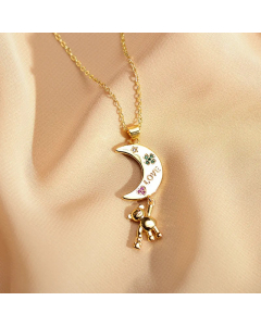 Cute Moon Stainless Steel Copper Plating Metal Gold Plated Pendant Necklace