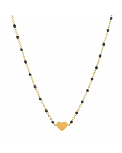 Sweet Heart Shape Stainless Steel Alloy Beaded Enamel Pendant Necklace
