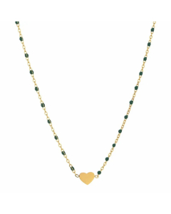 Sweet Heart Shape Stainless Steel Alloy Beaded Enamel Pendant Necklace