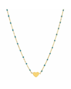 Sweet Heart Shape Stainless Steel Alloy Beaded Enamel Pendant Necklace