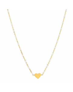 Sweet Heart Shape Stainless Steel Alloy Beaded Enamel Pendant Necklace