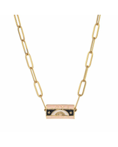 Retro Lady Letter Devil'S Eye Stainless Steel Copper Enamel Inlay Zircon Necklace