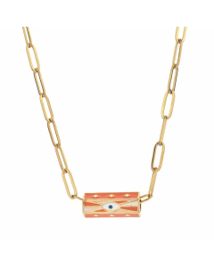 Retro Lady Letter Devil'S Eye Stainless Steel Copper Enamel Inlay Zircon Necklace