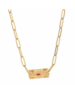 Retro Lady Letter Devil'S Eye Stainless Steel Copper Enamel Inlay Zircon Necklace
