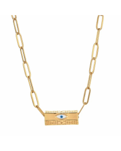 Retro Lady Letter Devil'S Eye Stainless Steel Copper Enamel Inlay Zircon Necklace