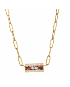 Retro Lady Letter Devil'S Eye Stainless Steel Copper Enamel Inlay Zircon Necklace