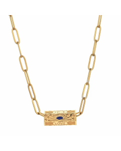 Retro Lady Letter Devil'S Eye Stainless Steel Copper Enamel Inlay Zircon Necklace