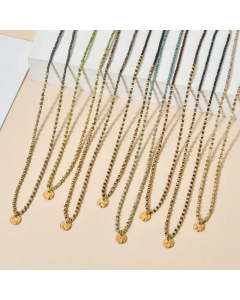Casual Geometric Stainless Steel Seed Bead Irregular Plating Pendant Necklace