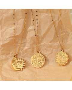 Casual Simple Style Sun Moon Tree Stainless Steel Polishing Plating Pendant Necklace_colorza_4